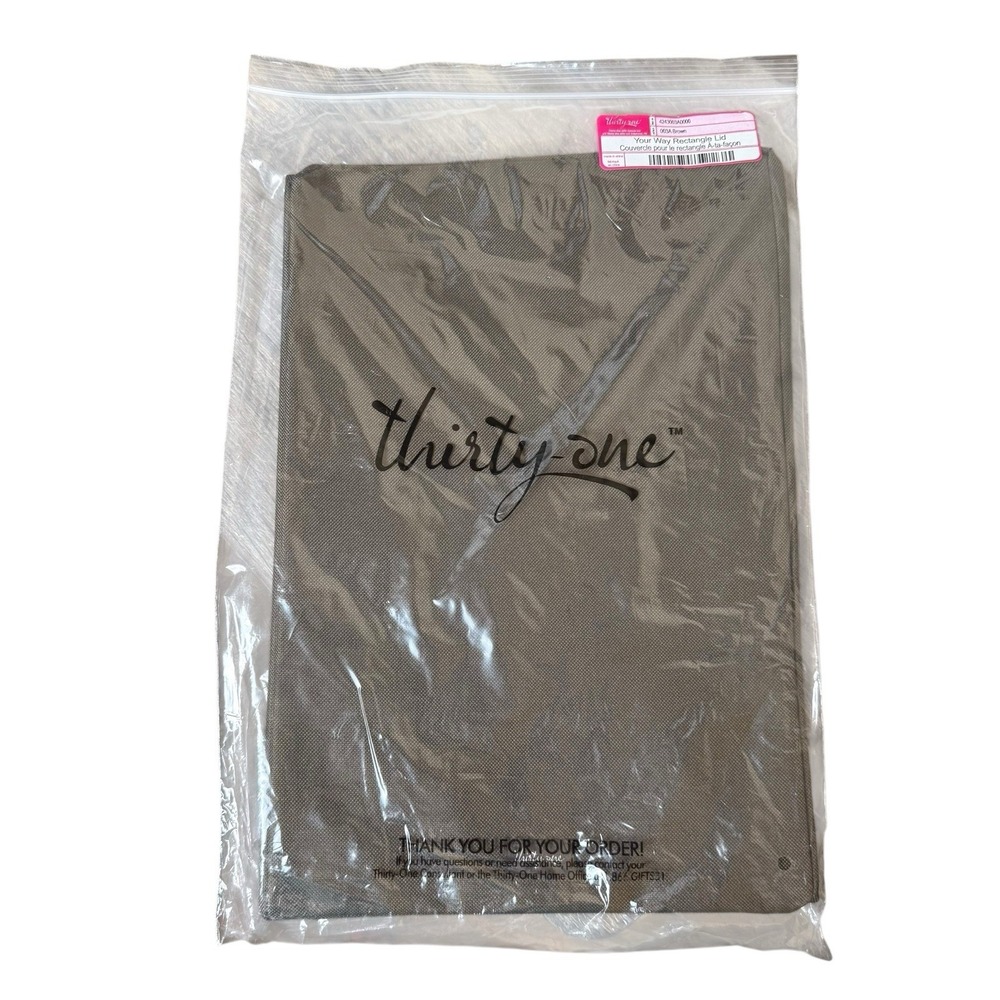 Thirty-One Your Way Rectangle Lid Brown‎ Storage Bin Basket Cover New Sealed